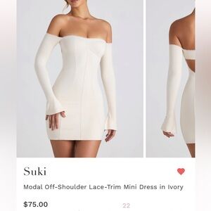 Oh Polly Ivory Off-Shoulder Long Sleeve Dress